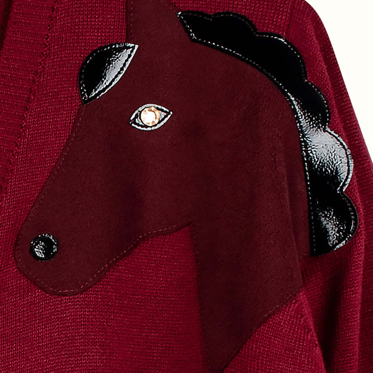 Knit Cardigan "Cavalry" - burgundy (Detail)