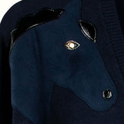 Knit Cardigan "Cavalry" - dark blue (Detail)