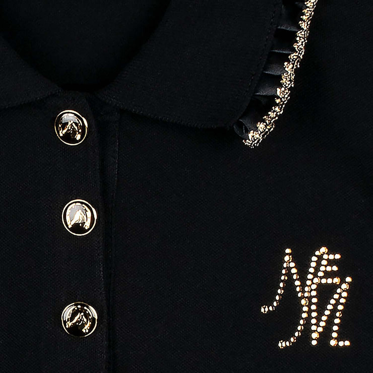 Polo Shirt "Ruffle" - black (Front, Detail)